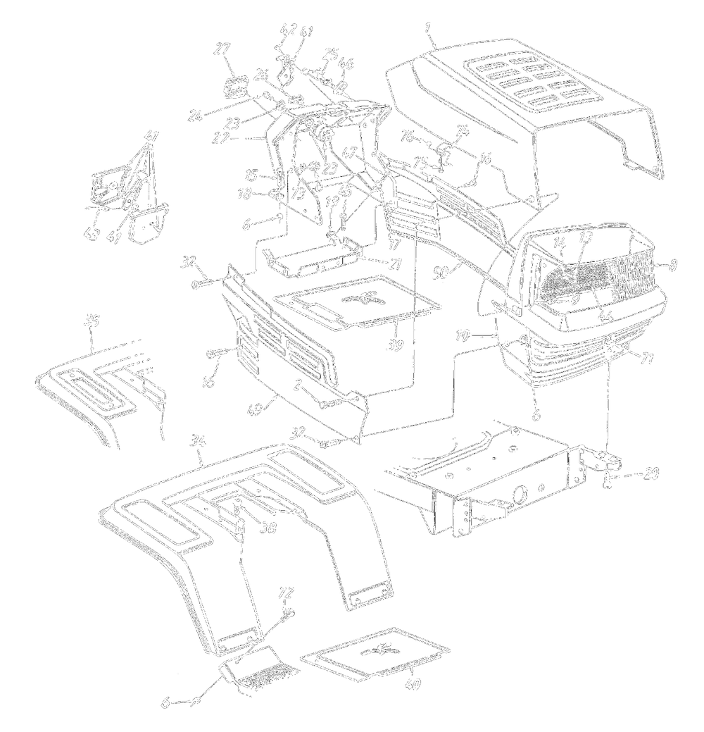Hood Style 5 Diagram and Parts List for 13AM675G372 1997 Yard Machines Lawn Tractor